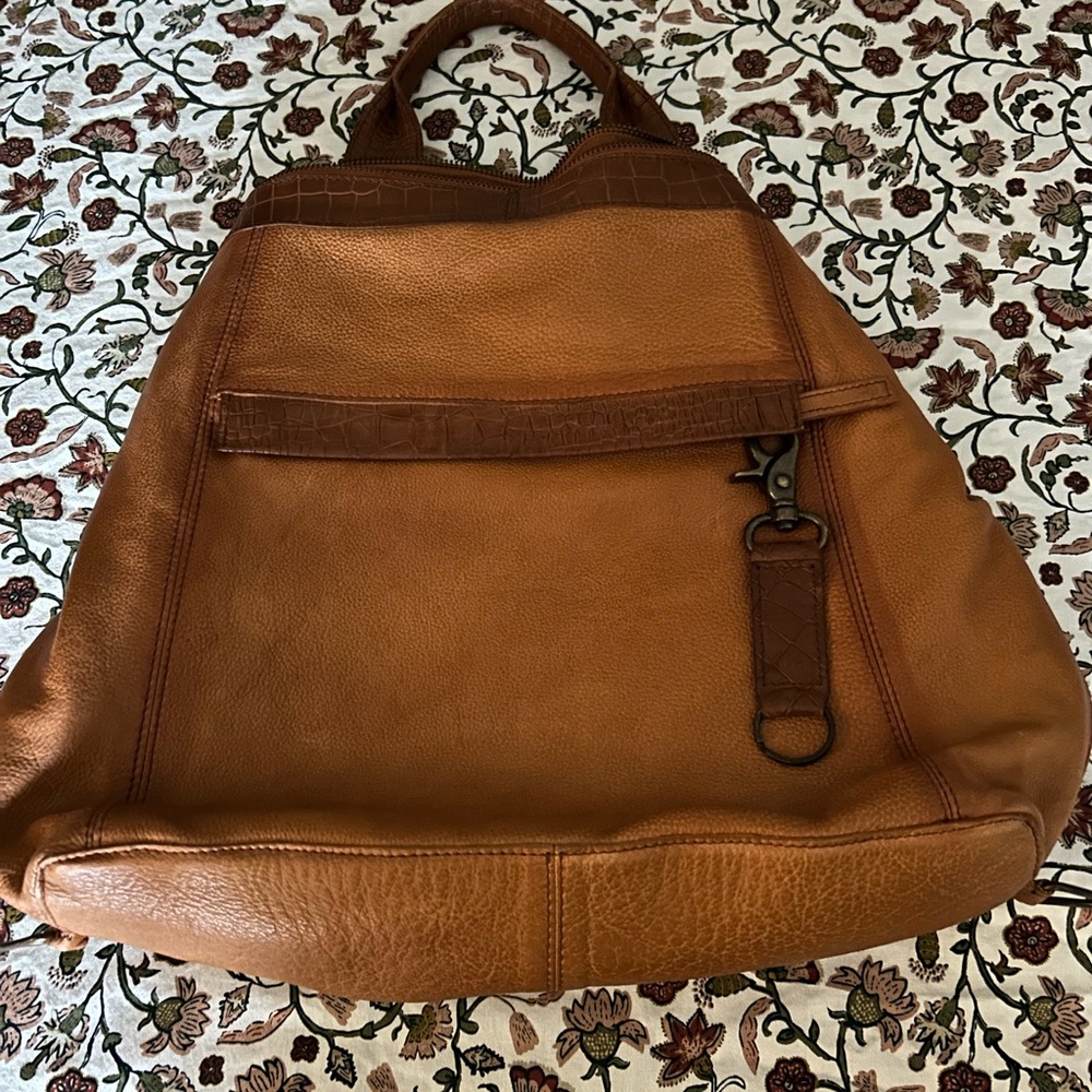 Free People Tan Leather Backpack